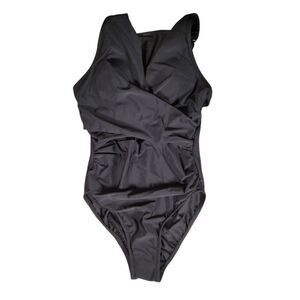 Aqua Green Women's Mesh Insert Black One Piece Swimsuit Sz S